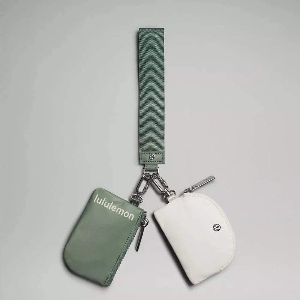 Lululemon Dual Pouch Wristlet- Grey Eucalyptus/Bone
